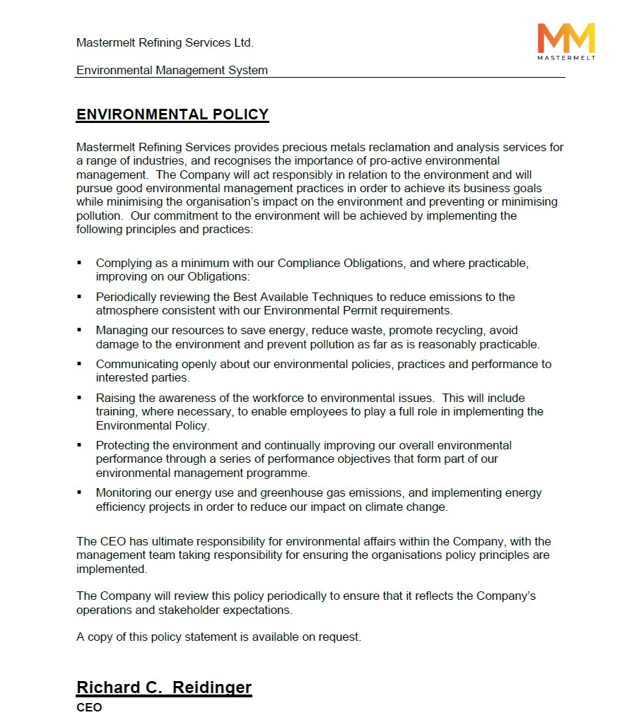 Refining – Environmental Policy